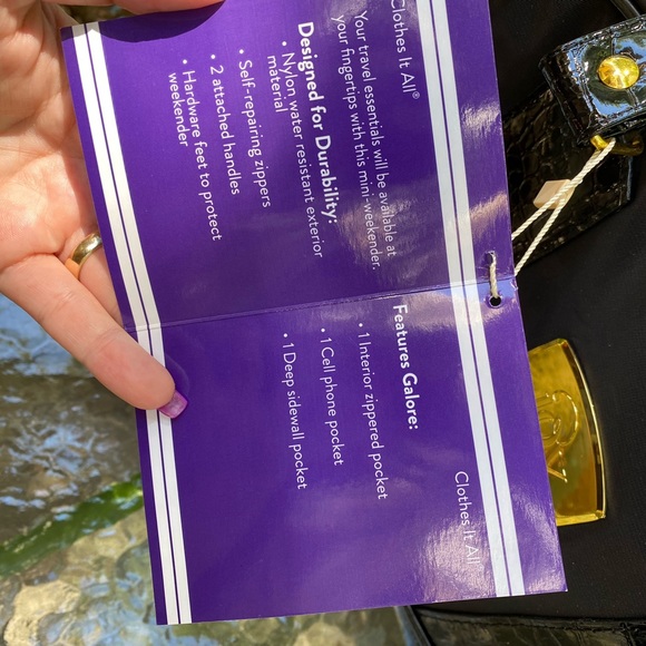 Joy Mangano Clothes It All Black Nylon and Gold Hardware Mini Weekender NWT - Picture 3 of 16